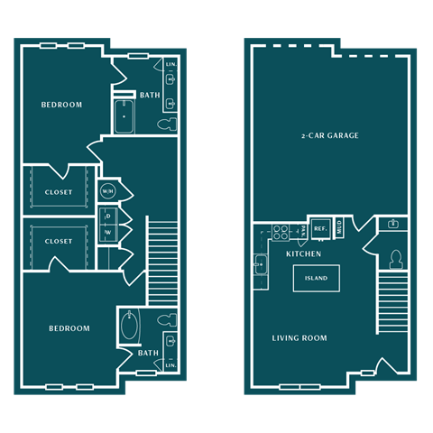 Floor plan for 2 beds, 2 baths, 1594 sqft